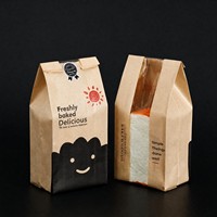 Sac en papier kraft brun de qualité alimentaire avec fenêtre pour pop-corn, pain, poulet rôti, beurre, pour plats à emporter sans poignées