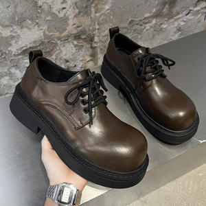 Chaussures de travail pour hommes et femmes, à semelle épaisse, nouvelles, décontractées, vintage, derby, à lacets, toutes occasions, chaussures monocouche, kaki, <span class=keywords><strong>vernis</strong></span> - Product Image 3