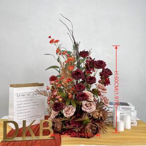 Usine nouveau Design haute qualité fleur rouge allée arrangement d'allée rose fleur sur le sol décor à la maison - Product Image 2