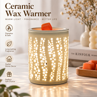 Diffuseur de cire électrique en céramique avec motif ajouré, lumière LED, brûleur d'huile parfumée, lampe aromatique pour la décoration intérieure