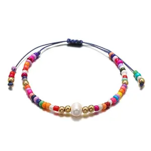 SEPT Summer Women Boho Handmade Beaded Bracelets Rope Colorful Glass Beads Pearl Bracelet Jewelry
