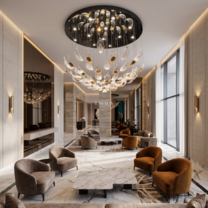 Lampadario a Sospensione in Cristallo di Lusso Moderno a Forma di Foglia per Villa, Sala da Pranzo, Soggiorno, Hotel, Lobby, Decorazione Lounge - Product Image 5