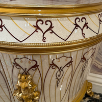 Buffet en bois de style baroque italien en or blanc semi-circulaire avec des sculptures florales pour villa de luxe, hall d'hôtel