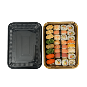 Boîte d'emballage alimentaire <span class=keywords><strong>pour</strong></span> sandwichs, salades, gâteaux, biscuits, boîte rectangulaire robuste avec couvercle transparent, plastique PET <span class=keywords><strong>de</strong></span> qualité alimentaire, conteneur à sushi doré - Product Image 3