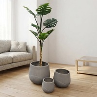 Grand pot de fleurs extérieur en fibre de verre écologique avec finition sculptée à la main, design moderne, fabriqué au Guangdong