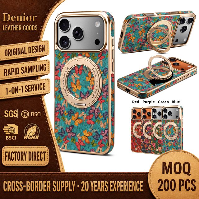 Denior OEM/ODM Premium Butterfly Print Electroplated Phone Case for Apple 18/17/16/15/14/13 Series,  Custom Logo Supported