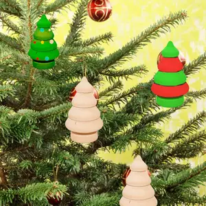 나무 수공예 장식품 크리스마스 장식 손으로 그린 DIY 그림 나무 크리스마스 트리 홈 장식 용품