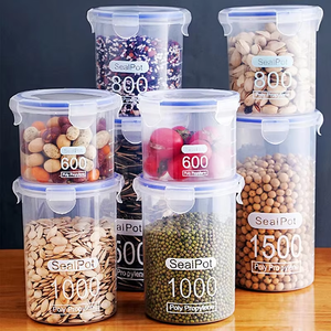 סט מיכלי אחסון מזון אטומים MIXWARES 600ml-1500ml - צנצנות פלסטיק שקופות לדגנים, ממתקים, תבלינים ומזון יבש - Product Image 4