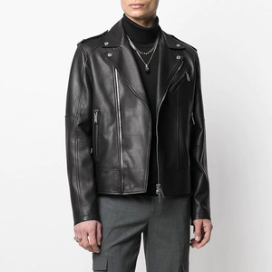 Veste en cuir noire sur mesure de haute qualité pour hommes, veste en cuir zippée tendance, style streetwear, inspiration vintage - Product Image 2