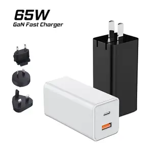 Adaptor perjalanan Universal ponsel 65w Tipe C blok Charger US EU UK Plug Laptop Charger adaptor pengisian cepat GaN Chargeur