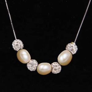 45 cm 925 Silver Box Chain Collier ras du cou avec breloques en argile de cristal ovale ou perle d'eau douce naturelle en forme de riz, perle AAA 8 mm - Product Image 6