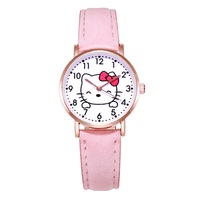 Style Lycée Montre À Quartz Fille Élégante Avec Imprimé Chat Rouge Petit Cadran En Cuir Style Forêt Fraîche
