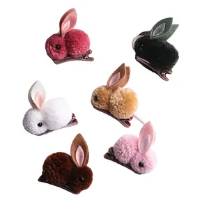 Cute Designs Clip In Hair For Girls 2023 Kids Hair Accessories For Wholesale Latest Popular Rabbit Hair Pin Mental