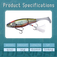 Top Right MJ242 160mm 35g Leurre nageur hybride multi-articulé à corps rigide et queue souple, réaliste, pour la pêche au bar et au brochet