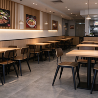 Ensemble table et chaises pour restaurant de restauration rapide, table à manger en bois grainé, chaises de bistrot en bois courbé pour restaurant de nouilles, cantine