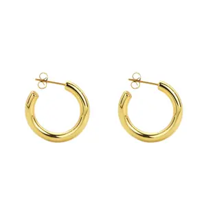 Boucles d'oreilles 2023 Nouveau Design de Mode Rétro Simple Cercle de Mode Boucles d'Oreilles Plaqué Or 14K18K Bijoux de Style Féminin