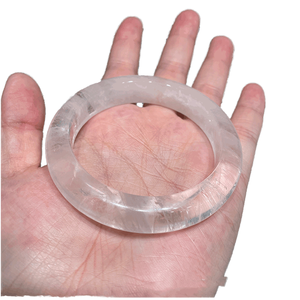 Natural White Quartz Bangle <b>Crystal</b> <b>Bracelet</b> Wide Band Geometric Gemstone Jewelry <b>Women</b> Meditation Gift BEST QUALITY CNAS - Product Image 1