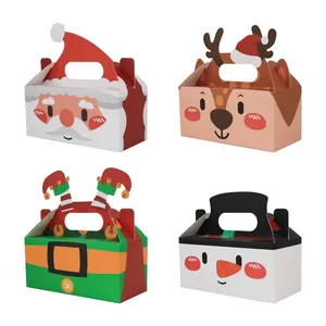 Boîtes d'emballage rectangulaires de la série <span class=keywords><strong>Noël</strong></span>, boîtes en papier enduit durable pour gâteaux, biscuits, cadeaux de fête - Product Image 1