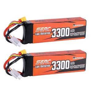 SUNPADOW 3300mAh 14.8V 4S 100C High C Rate RC Lipo Battery XT60 Plug For Drone FPV Quadcopter Airplane Helicopter
