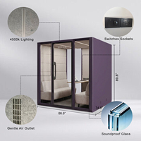 Cabine de bureau insonorisée Vestael pour 6 personnes, cabine de réunion portable avec ventilateurs LED pour réunions privées, appels téléphoniques et travail