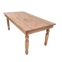 Table de ferme pliante en bois de pin massif avec pieds en forme de X Bjflamingo Vente en gros Table à manger en bois rustique naturel