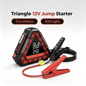 Arrancador de Coches Portátil Triangular Único de 12V con Inflador de Neumáticos, Bomba de Aire, Potenciador de Batería y Luz LED de Advertencia de Emergencia SOS - Product Image 1