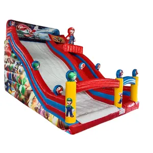 Venta caliente de 23 pies, tema de Mario, castillo inflable, Tobogán, parque, gorilas, tobogán de salto para niños