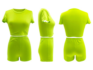 Nuova Collezione: Completo Sportivo da <span class=keywords><strong>Donna</strong></span> Personalizzato con Ricamo, Tinta Unita, Aderente, <span class=keywords><strong>Casual</strong></span>, 2 Pezzi, Abbigliamento Estivo - Product Image 6