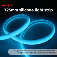 Bande LED néon flexible T25 demi-circulaire décorative pour hall d'hôtel, silicone de qualité alimentaire 180 °   Glow No Spot 24V Blanc chaud 3000K