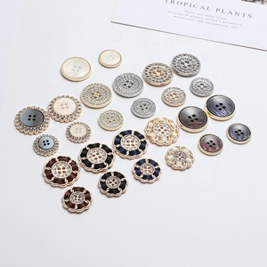 Wholesale Women's Fancy Metal <strong>Button</strong> <strong>Gold</strong> 4 Holes Embellishments Zinc Alloy for Clothes Rhinestones Overcoat Jacket Fashion - Product Image 2