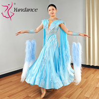 Robe de compétition de danse de salon internationale Yundance B-25158, costume de valse pour femmes, bleu, strass, satin Chrisanne