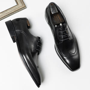 Chaussures d'affaires haut de gamme en cuir véritable souple, style Oxford décontracté et formel, semelle plate antidérapante, lacets, chaussures pour hommes tendance - Product Image 1