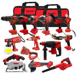 Melhor EKIIV 18V 21V 4.0-Ah Li ion Sem Fio 15-Peças martelo chave rebarbadora completa caixa de ferramentas conjunto Combo Kit Ferramentas Elétricas - Product Image 3