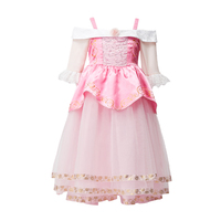 Robe de princesse de Noël à sequins et accents roses, design épaules dénudées, pour filles, célébrations d'anniversaire pour enfants