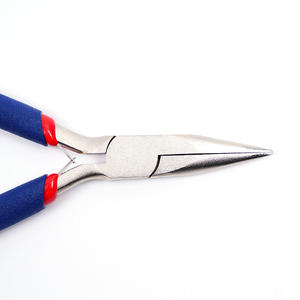 Pince à bec effilé de précision 4,5 pouces en acier inoxydable, poignées bleues et rouges, outils de bijouterie et de bricolage, conception à bec conique et pointu - Product Image 1