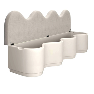 Otomana Nórdica de Tela Blanca, Terciopelo de Calidad, para Dormitorio o Sala de Estar, con Espacio de Almacenamiento - Product Image 3