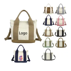 Custom Logo Dames Tote Messenger Bags Enkele Schouder Cross Body Tas Vrouwen Mode Multi-Functionele Vrouwelijke Canvas Tas