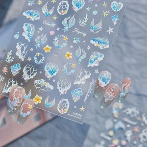 Adesivi per unghie Tomoni Jelly, ultra sottili, senza cuciture, scintillanti, stile Instagram, bestseller, decorazioni per unghie a tema oceano, effetto sognante, sirena marina - Product Image 1