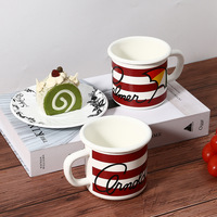 Tasse à café de camping en émail festif de 12oz personnalisée en gros tasse adaptée au bureau avec poignée pour la maison et les cadeaux