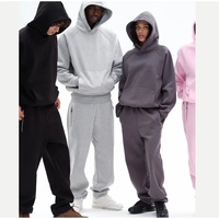 Set Pria Musim Gugur Kustom Berkualitas Tinggi, Bahan Tebal, Bernapas, Ramah Lingkungan, Pullover Polos Oversize dan Set Celana Panjang Hoodie Pria