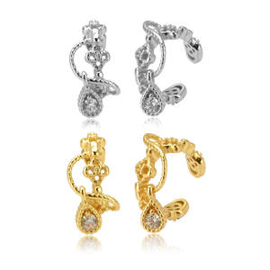 FUAMAY oreja hoja trébol brazalete pendiente Pndientes <span class=keywords><strong>Oro</strong></span> <span class=keywords><strong>18K</strong></span> Para Mujeres brazalete circón pera colgante pendientes - Product Image 1