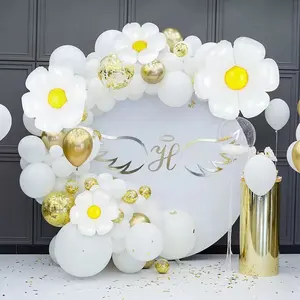 109件雏菊气球拱形花环白色乳胶气球生日婚礼波西米亚婴儿淋浴装饰派对用品Globo