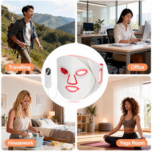 Máscara Facial de Silicona con Terapia de Luz Roja LED Multizona de 7 Colores, Plegable, Compacta, Ajustable, Práctica y Conveniente para Viajes - Product Image 4
