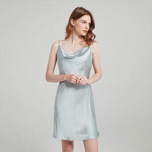 19 Mumi Camisón de seda pesado Sexy Swing Collar 100% Falda con tirantes de seda Vestidos Casuales - Product Image 2