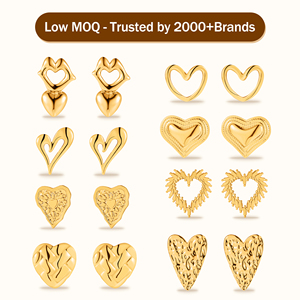 ต่างหู HOVANCI รูปหัวใจแบบกลวง ทำจากสแตนเลสสตีลกันน้ำ ชุบทอง 18K PVD - Product Image 1