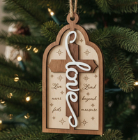 Decorazioni Natalizie 3D in Legno a Forma di Croce, Arco di Chiesa, Fede, Speranza, Amore, Ornamenti Appesi, Decorazioni Religiose Tagliate al Laser