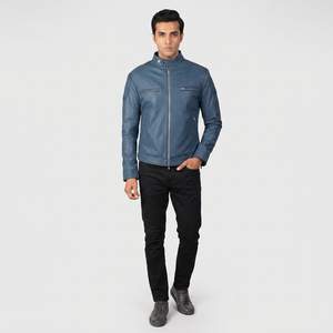 <b>Men's</b> Trendy Functional Racing <b>Jacket</b> High Street Style Genuine Brown Distressed Lambskin <b>Leather</b> Biker <b>jacket</b> for <b>men</b> - Product Image 1