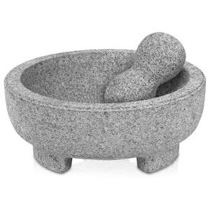 Mortero y Maja de Granito, Tazón para <span class=keywords><strong>Guacamole</strong></span>, <span class=keywords><strong>Molcajete</strong></span> de Piedra Natural para Moler Especias, Condimentos, Pastas, Pesto y <span class=keywords><strong>Guacamole</strong></span> - Product Image 4