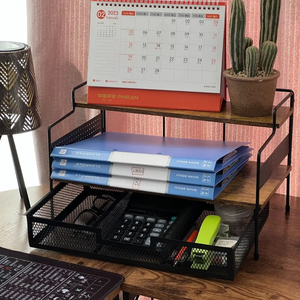 رفوف تخزين مكتبي من طابقين ، لوح <span class=keywords><strong>MDF</strong></span> معدني. مستودع الأدوات المكتبية بالجملة بقعة - Product Image 2