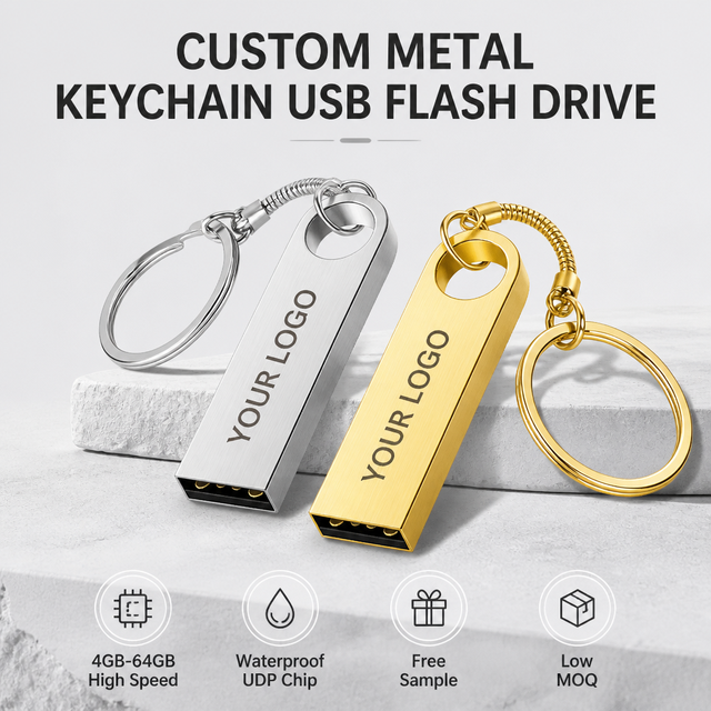 Promotional 4GB 8GB 16GB 32GB 64GB Keychain USB Flash Drive Metal Waterproof Pen Drive Key Ring USB Flash Disk